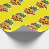 Smiling Kawaii Ananas - tropisch Geschenkpapier (Ecke)