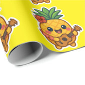 Smiling Kawaii Ananas - tropisch Geschenkpapier (Rolleneckpunkt)