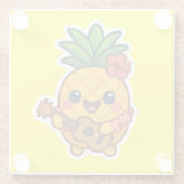 Smiling Kawaii Ananas - tropisch Glasuntersetzer (Rückseite)