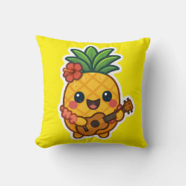 Smiling Kawaii Ananas - tropisch Kissen