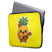 Smiling Kawaii Ananas - tropisch Laptopschutzhülle (Vorderseite Links)