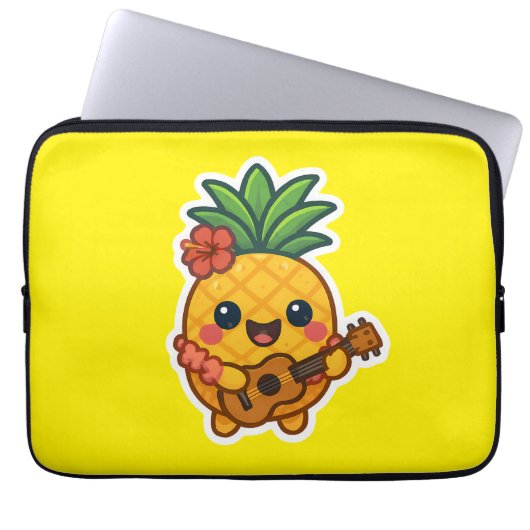 Smiling Kawaii Ananas - tropisch Laptopschutzhülle (Vorderseite)
