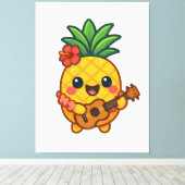 Smiling Kawaii Ananas - tropisch Leinwanddruck (Insitu (Holzboden))