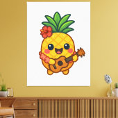 Smiling Kawaii Ananas - tropisch Leinwanddruck (Insitu (Wohnzimmer))