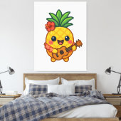 Smiling Kawaii Ananas - tropisch Leinwanddruck (Insitu (Schlafzimmer))