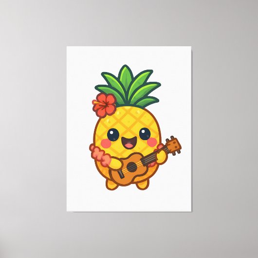 Smiling Kawaii Ananas - tropisch Leinwanddruck (Vorderseite)
