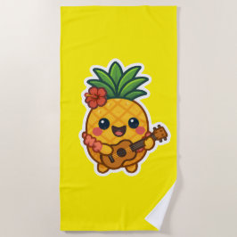 Smiling Kawaii Ananas - tropisch Strandtuch