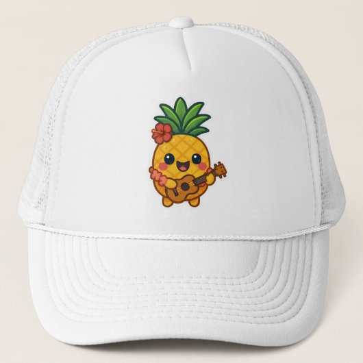 Smiling Kawaii Ananas - tropisch Truckerkappe (Vorderseite)