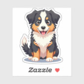 Smiling Kawaii Aussie Shepherd Puppy Sticker (Blatt)