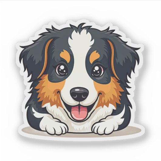 Smiling Kawaii Aussie Shepherd Puppy Sticker (Vorderseite)