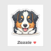 Smiling Kawaii Aussie Shepherd Puppy Sticker (Blatt)