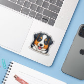 Smiling Kawaii Aussie Shepherd Puppy Sticker (Laptop mit iPhone)