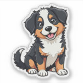 Smiling Kawaii Aussie Shepherd Puppy Sticker (Vorderseite)
