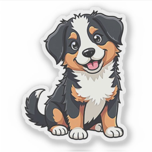 Smiling Kawaii Aussie Shepherd Puppy Sticker (Vorderseite)