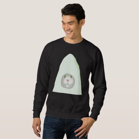 Smiling kitten artwork white cat meme sweatshirt (Vorne ganz)