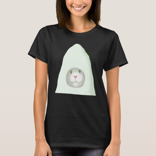 Smiling kitten artwork white cat meme T-Shirt (Vorderseite)