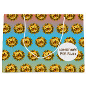 Smiling Lion Face Große Geschenktüte (Vorderseite)