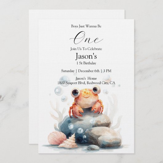 Smiling Little Crab by the Seashore Einladung (Vorne/Hinten)