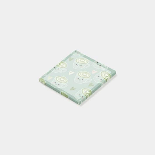 smiling matcha latte cups Post-It Notes Klebezettel (angewinkelt)