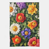 Smiling meow whimsical happy flower tea geschirrtuch (Vertikal)