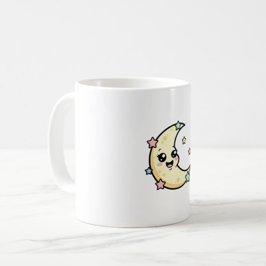 Smiling Moon – Cute Kawaii Illustration Kaffeetasse (Vorderseite Links)