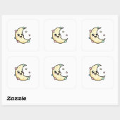 Smiling Moon – Cute Kawaii Illustration Quadratischer Aufkleber (Blatt)