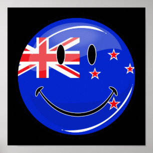 Smiling New Zealand Flag Poster