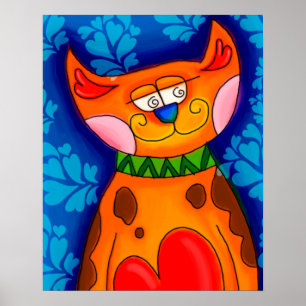 Smiling Orange Tabby Cat Poster