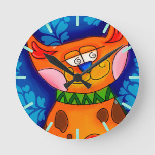 Smiling Orange Tabby Cat Runde Wanduhr