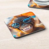 Smiling Oranguthan Getränkeuntersetzer (Linke Seite)