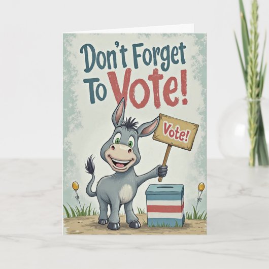 Smiling Patriotic Donkey Vote Reminder Karte (Vorderseite)
