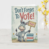 Smiling Patriotic Donkey Vote Reminder Karte (Gelbe Blume)