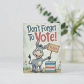 Smiling Patriotic Donkey Vote Reminder Postkarte (Stehend Vorderseite)