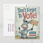 Smiling Patriotic Donkey Vote Reminder Postkarte (Vorne/Hinten)