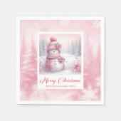 Smiling Pinkmas Winter Scene Christmas Napkins Kid Serviette (Vorderseite)