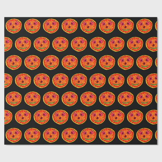 Smiling Pizza Face Illustration Design Geschenkpapier (Flach)