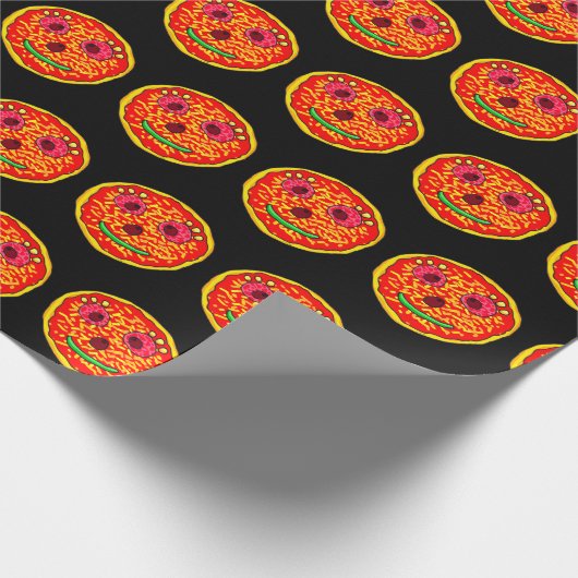 Smiling Pizza Face Illustration Design Geschenkpapier (Ecke)