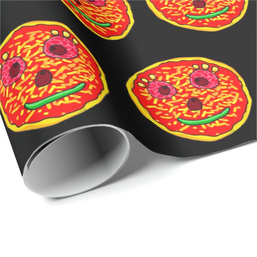 Smiling Pizza Face Illustration Design Geschenkpapier (Rolleneckpunkt)