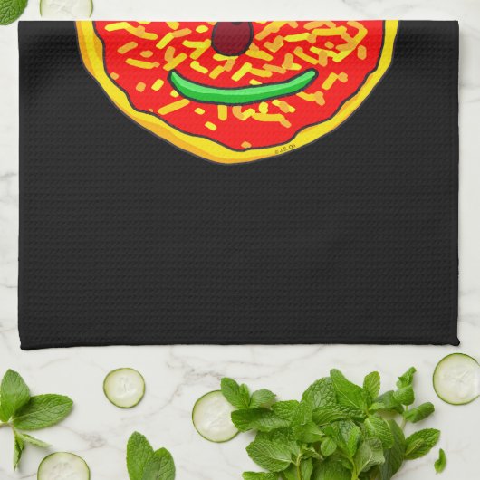 Smiling Pizza Face Illustration Design Geschirrtuch (Gefaltet)