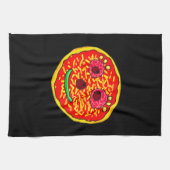 Smiling Pizza Face Illustration Design Geschirrtuch (Horizontal)