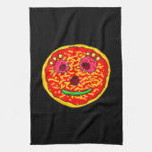 Smiling Pizza Face Illustration Design Geschirrtuch (Vertikal)