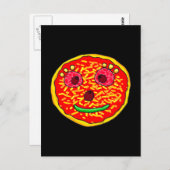 Smiling Pizza Face Illustration Design Postkarte (Vorne/Hinten)