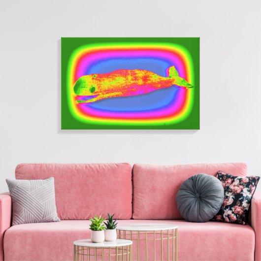 smiling psychedelic whale wrapped canvas leinwanddruck (Insitu (Wohnzimmer))