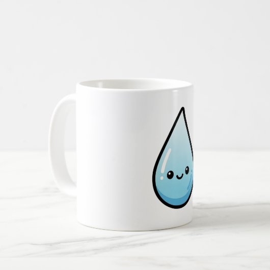 Smiling Raindrop – Cute Kawaii Illustration Kaffeetasse (Vorderseite Links)