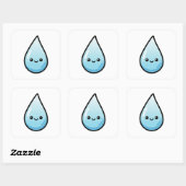 Smiling Raindrop – Cute Kawaii Illustration Quadratischer Aufkleber (Blatt)
