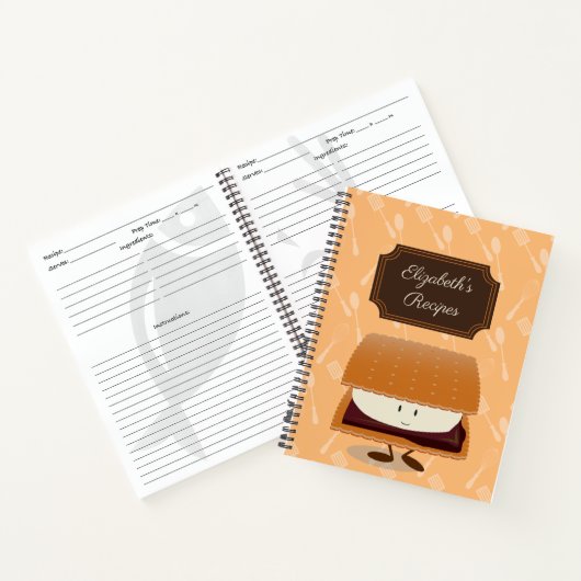 Smiling S’more mit Name | Rezept-Notebook Notizbuch (Innenseite)