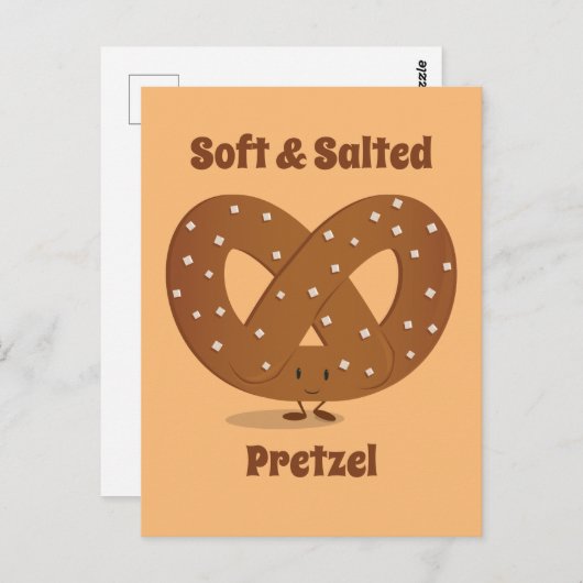 Smiling Salted Pretzel Cartoon Character Food Postkarte (Vorne/Hinten)