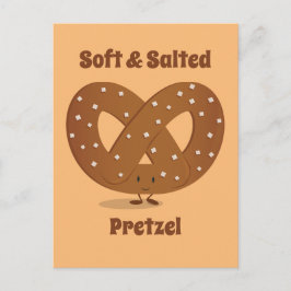 Smiling Salted Pretzel Cartoon Character Food Postkarte