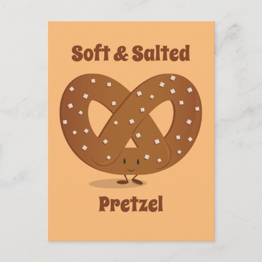 Smiling Salted Pretzel Cartoon Character Food Postkarte (Vorderseite)