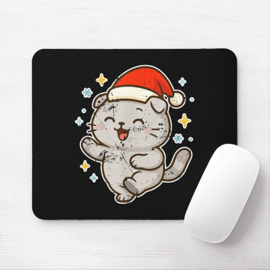 Smiling Santa Cat Holiday Cheer Mousepad (Mit Mouse)